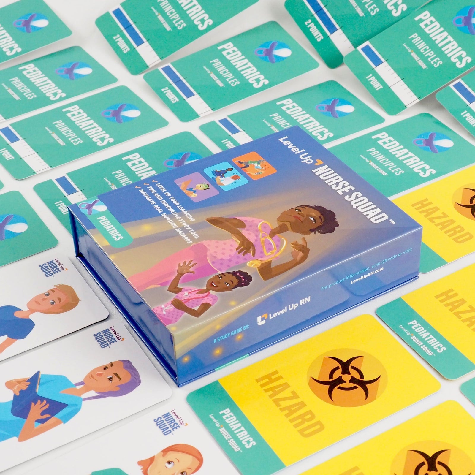 Level Up Nurse Squad - Pediatrics - Card Game from Level Up RN: Peds-FlatLay
