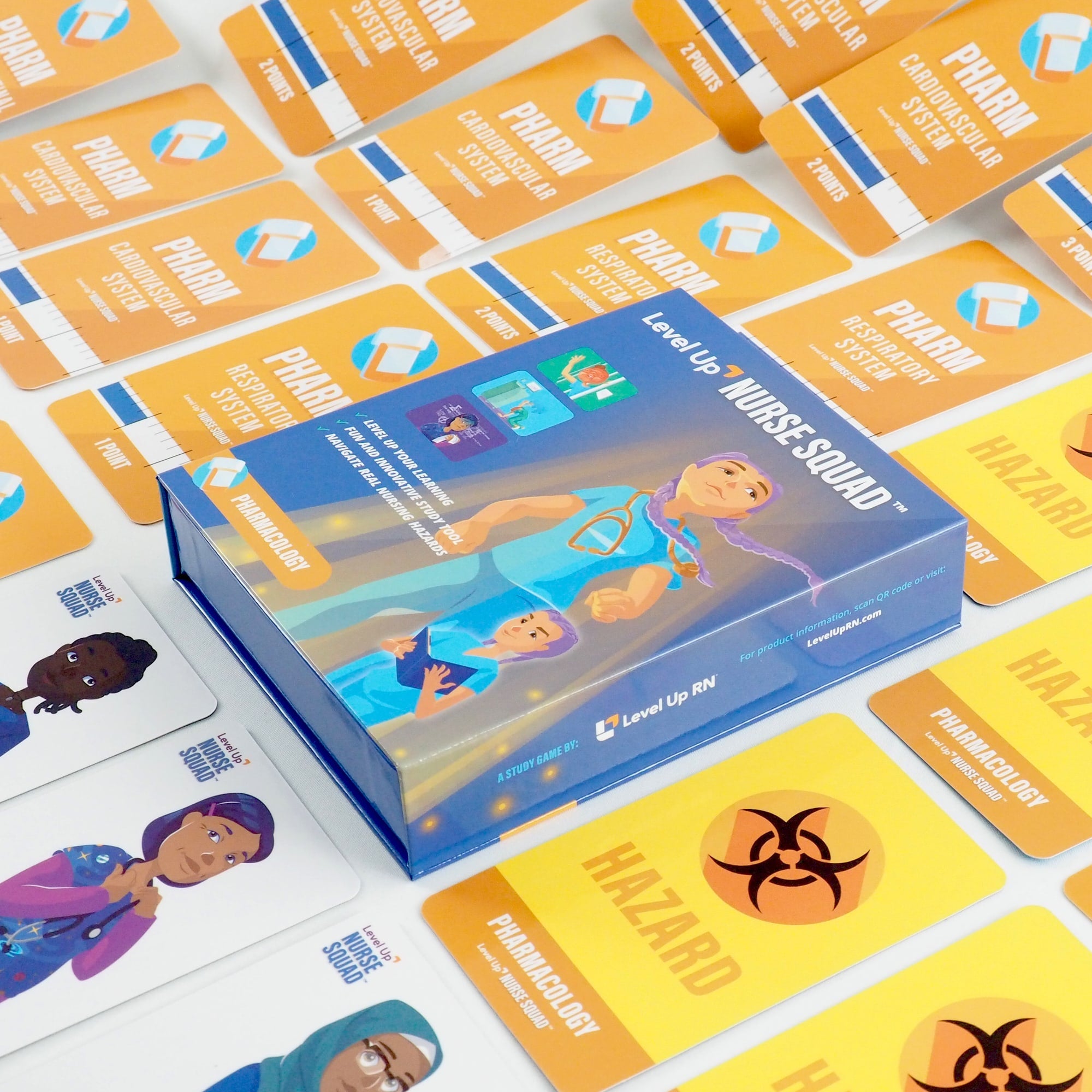 Level Up Nurse Squad - Pharmacology - Card Game from Level Up RN: Pharm-FlatLay